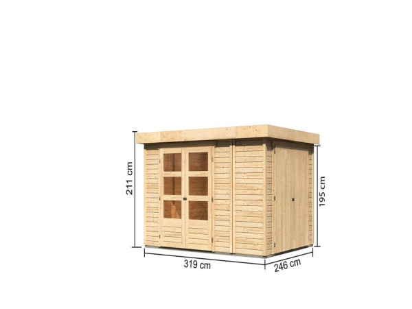 Gartenhaus SET Retola 4 19 mm naturbelassen, inkl. Anbauschrank