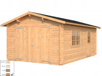 Garage Roger 19,0 m² mit Holztor 44 mm braun tauchimprägniert