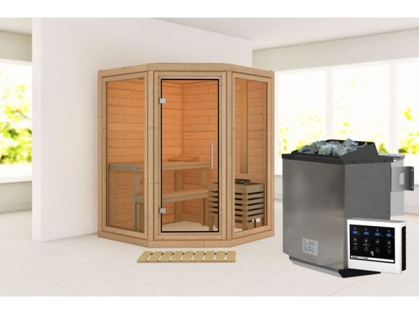 Sauna Yuma SET mit Ofen 9 kW, Bio externer Steuerung