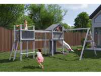 Spielturm Smart 2  Bridge grau/weiß inkl. Rutsche weiß