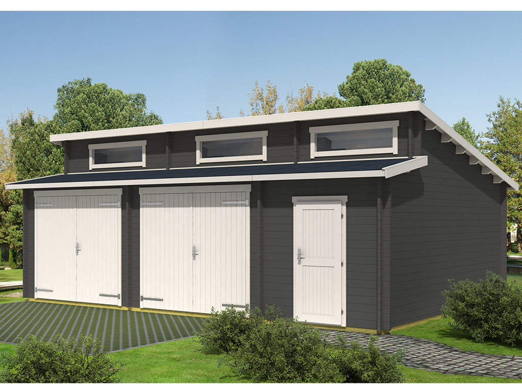 Garagen Garagentore | Holzprofi24 mm Doppelgaragen | Garten | Schwingtor | 44 inkl. Garage Hawaii & carbongrau Gartenbauten |