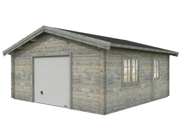 Garage Roger 27,7 m² mit Sektionaltor 70 mm grau tauchimprägniert