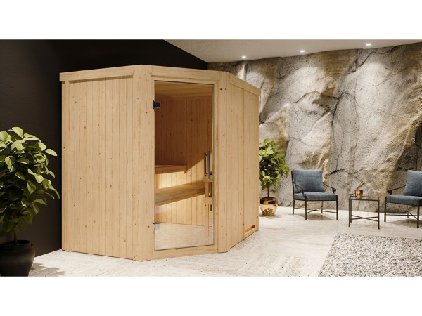 Sauna Systemsauna Siirin, inkl. 9 kW Ofen mit externer Steuerung